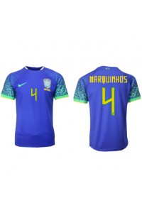 Fotbalové Dres Brazílie Marquinhos #4 Venkovní Oblečení MS 2022 Krátký Rukáv